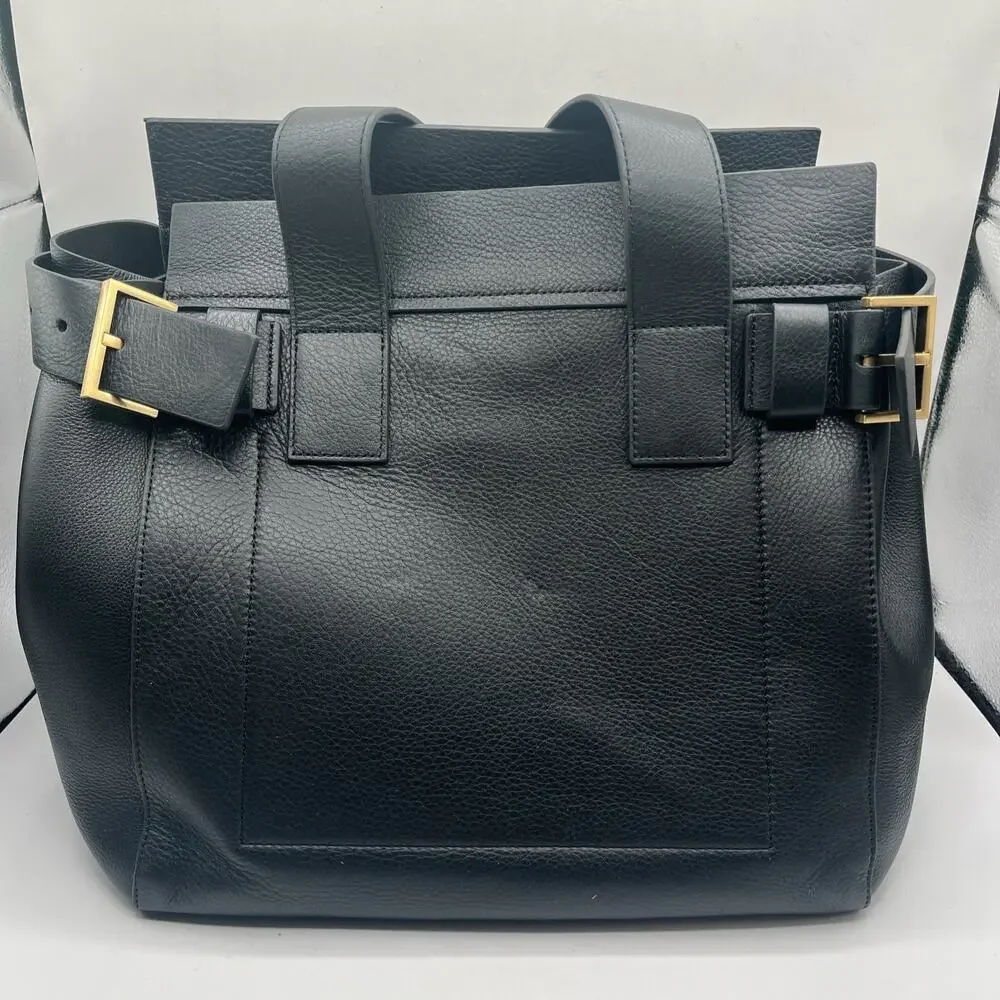 All Saints Women's Black Tote Bag Gold Hardware PEREZ LEATHER SHOULDER BAG NWT